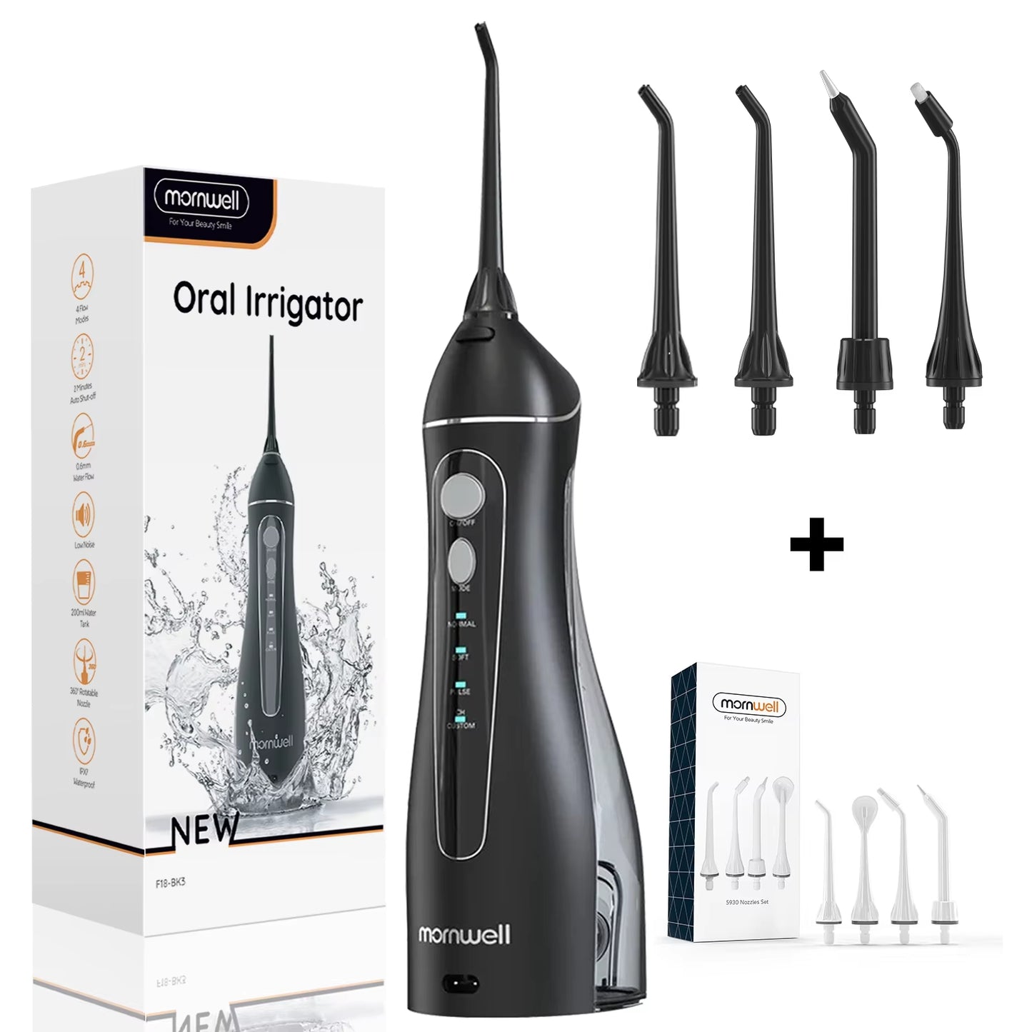 Dental Floss Portable Cordless F18 Oral Irrigator 3 Cleaning Modes Waterproof Rechargeable Dental Cleaner 4 Nozzles Clean Gums