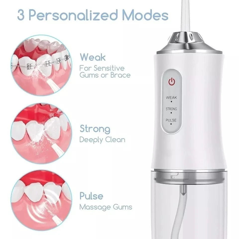 Irrigador Dental Oral Portátil Recarregável USB 220Ml Promoção Limpeza Bocal Jato Forte