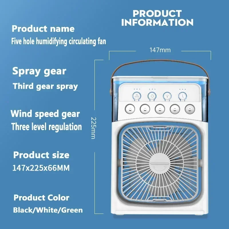 Air Fan Cooler Kipas Fan USB Cooler Fan MINI AIR Humidifier Purifier Mist Portable FAN Kipas Penyejuk 7 Colors Handle